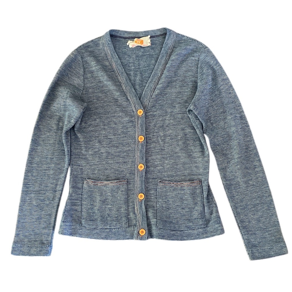 Cable Car Knits SF vintage women’s blue/white knit cardigan
